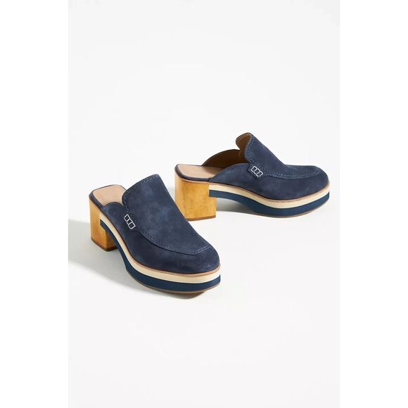Anthropologie Bernardo Sophia Clogs size 9 Navy Suede - Picture 2 of 9